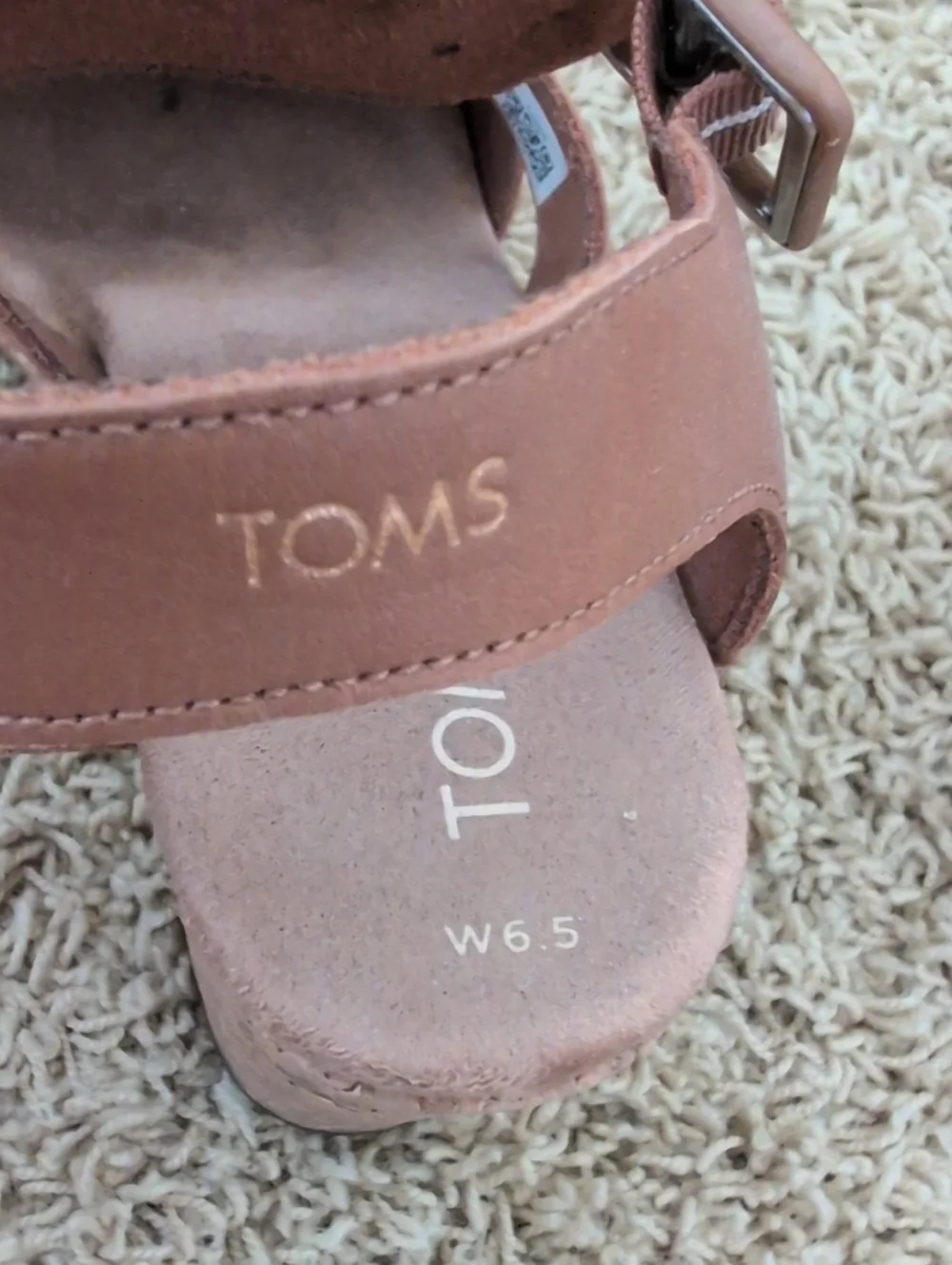 TOMS Ava Brown Leather Cork Block Heel Sandal 6.5